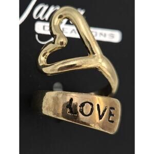 Gold Toned Tanya Collection Love and Heart Wrap Ring